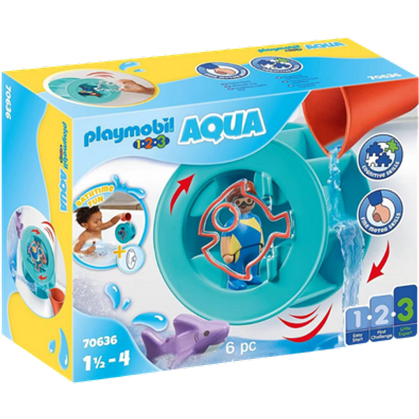 Playmobil 1.2.3 Aqua Water Wheel with Baby Shark