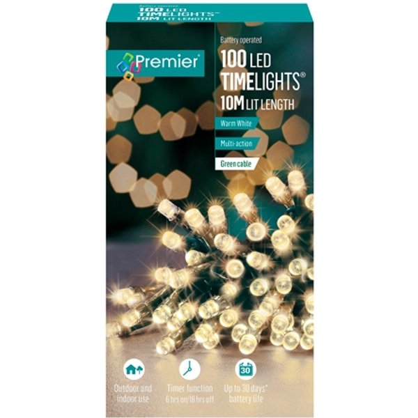 Premier 100 LED Battery Chain Light - 10 metres