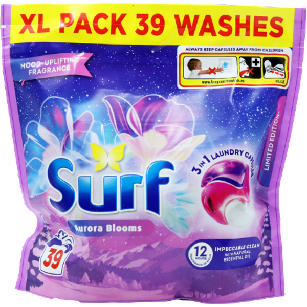 Surf 3-in-1 Aurora Blooms Laundry Detergent Capsules - 39 Pcs