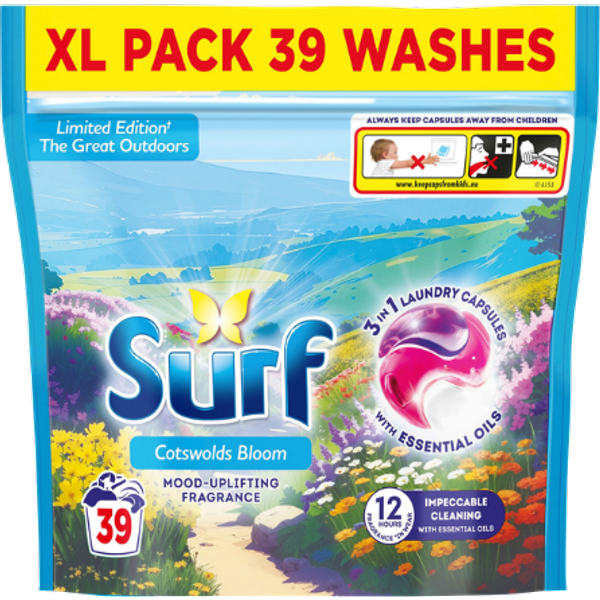 Surf 3-in-1 Cotswold Bloom Laundry Washing Detergent Capsules - 39 Pcs