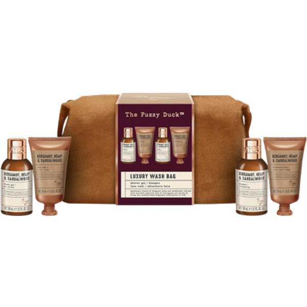 The Fuzzy Duck Bergamot, Hamp & Sandeltræ Men's Luxury Toiletry Wash Bag Gift Set