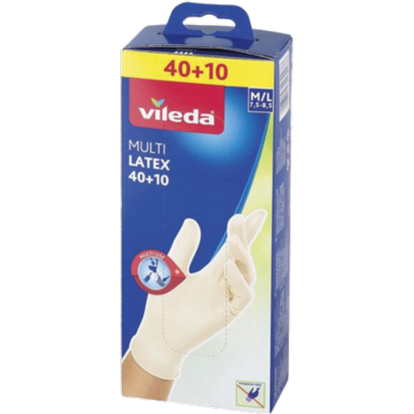 Vileda Multi Latex Disposable Gloves M/L - 50 pcs