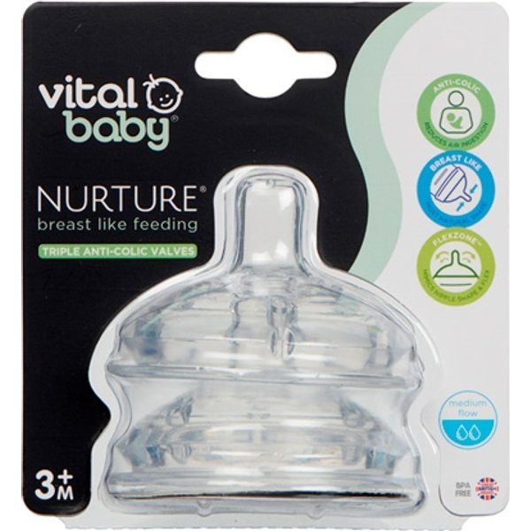Vital Baby Nurture Medium Flow Flaskesutter - 2 stk