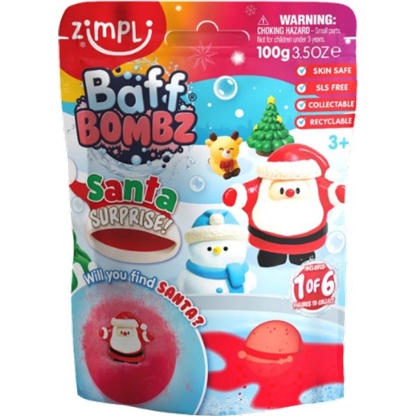 Zimpli Kids Baff Bombz Santa Surprise Christmas Bath Bomb - 100 g