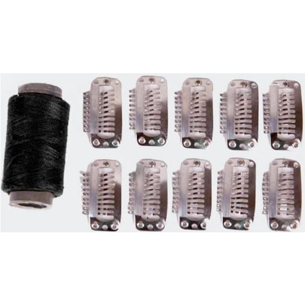Black Weft Hair Extension Clips - 10 Pieces