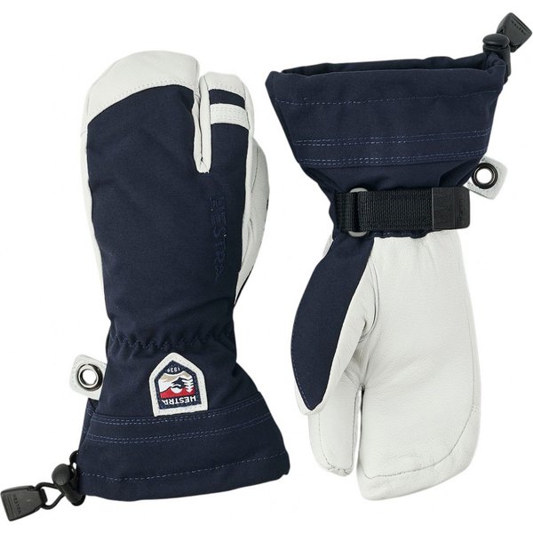 Hestra Army Leather Heli Ski, 3-Finger-Skihandschuhe, Junior, navy
