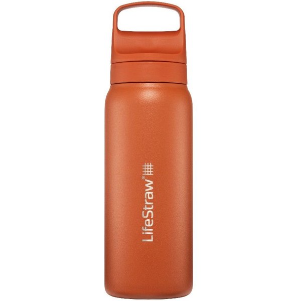 Lifestraw Go 2.0 Edelstahl-Wasserfilterflasche, Kyoto Orange, 700 ML, orange