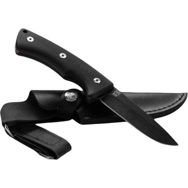 Oyo Falketind Messer mit Lederscheide, Wanderkniv, schwarz