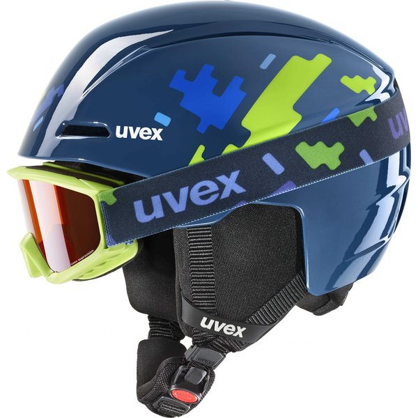 Uvex Viti Set, Skihelm + Skibrille, Junior, dunkelblau