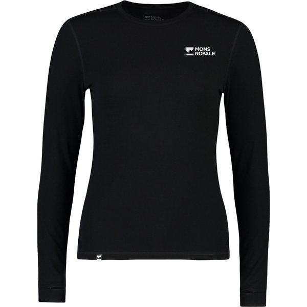Mons Royale Cascade Merino Base Layer, Skiunterhemd, Damen, schwarz
