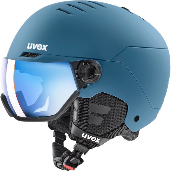 Uvex Wanted Visor, Skihelm mit Visier, blau