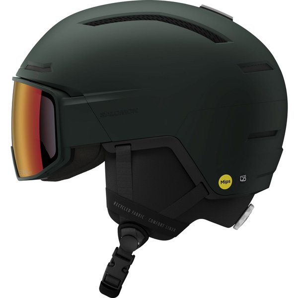 Salomon Driver Pro Sigphoto MIPS, Skihelm mit Visier, dunkelgrün