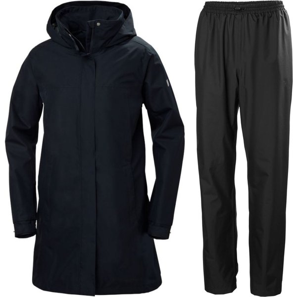 Helly Hansen Aden Long/HH Rain, Regenset, Damen, marineblau/schwarz