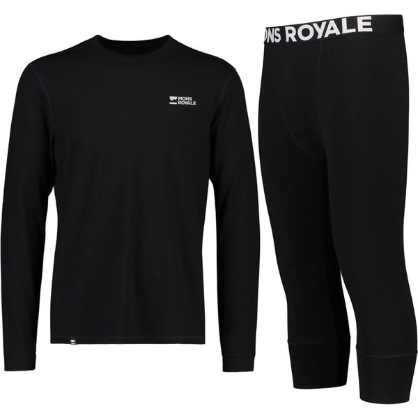 Mons Royale Cascade Merino Base Layer Set, uomo, nero