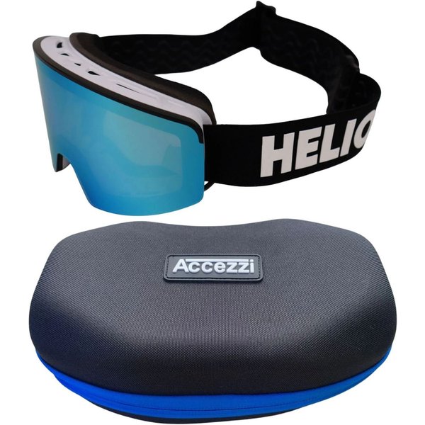 Helios Spark Magnet, Junior, schwarz/blau/weiß + Accezzi Avoriaz Goggle Case