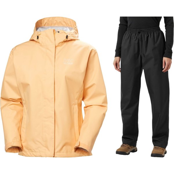 Helly Hansen HH Seven J/Rain Regenset, Damen, miami peach/schwarz