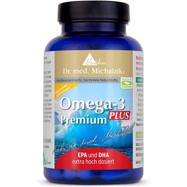 Omega-3-Premium-PLUS | 1000mg Fischöl-Konzentrat | 60 Kapseln | Dr. med. Michalzik