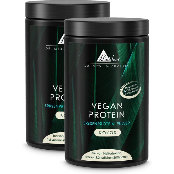 Proteine Kokos 2 Dosen | 40g Natur-Erbsenprotein | 1150g Pulver | Dr. med. Michalzik