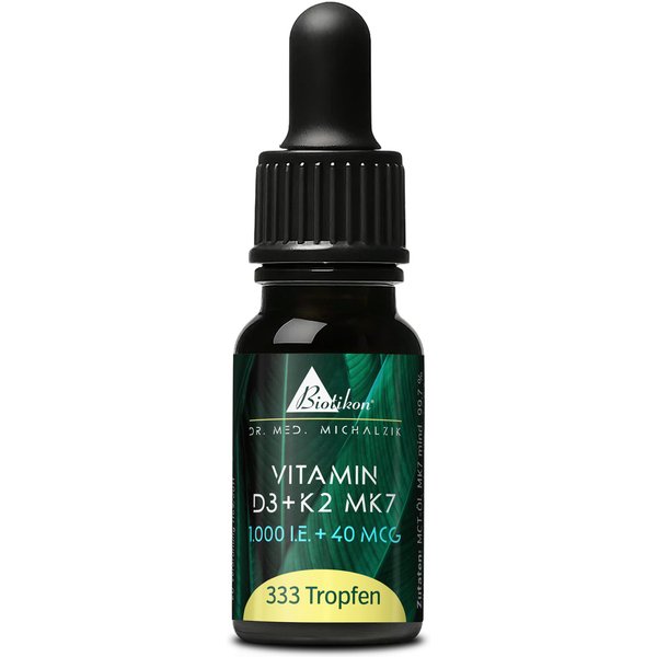 Vitamin D3 + K2 MK7 Tropfen | 1.000 I.E. + 40 μg MK7 all-trans | 10 ml (333 Tropfen) | Dr. med. Michalzik