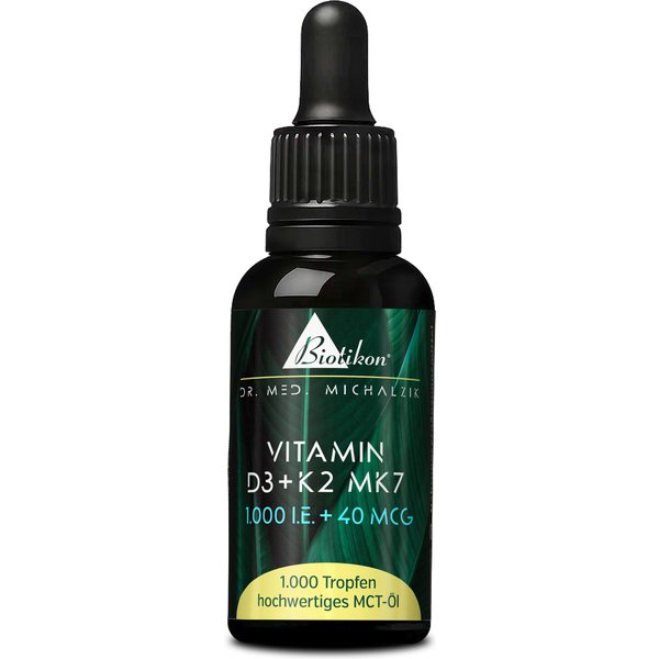 Vitamin D3 + K2 MK7 Tropfen | 1.000 I.E. + 40 μg MK7 all-trans | 30 ml (1000 Tropfen) | Dr. med. Michalzik