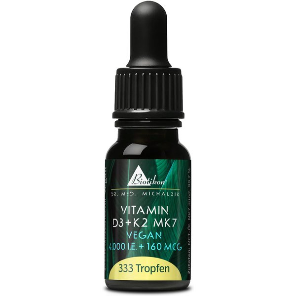 Vitamin D3 + K2 MK7 Tropfen vegan | 4.000 I.E. + 160 μg MK7 all-trans | 10 ml (333 Tropfen) | Dr. med. Michalzik