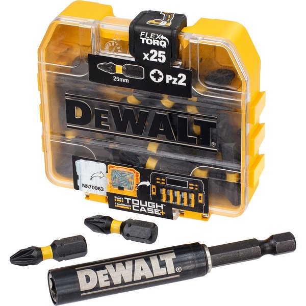 Dewalt DT70564T EXTREME FLEXTORQ Screwdriver Bit PZ2 x 25mm + Drive Guide (Pack of 25) DT70564T