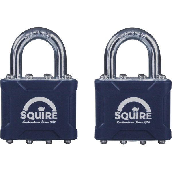 Squire 35T Stronglock Card (2) Padlocks 38mm Open Shackle Keyed 35T