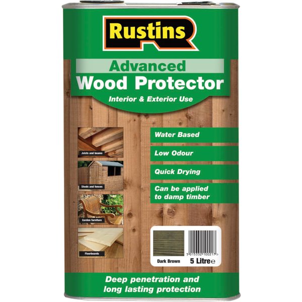 Rustins Advanced Wood Preserver Dark Brown 5 litre AWDB5000