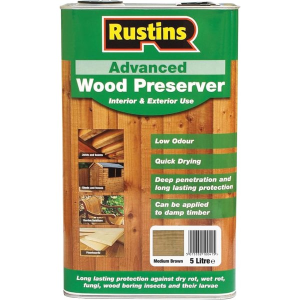 Rustins Advanced Wood Preserver Mid Brown 5 litre AWMB5000