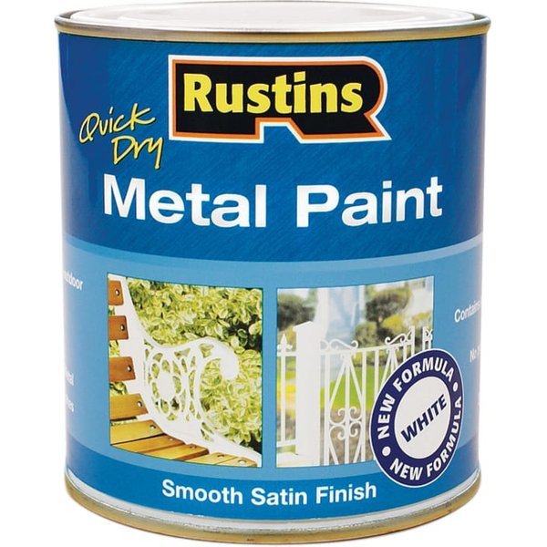 Rustins Quick Drying Metal Paint Smooth Satin White 250ml MPWH250