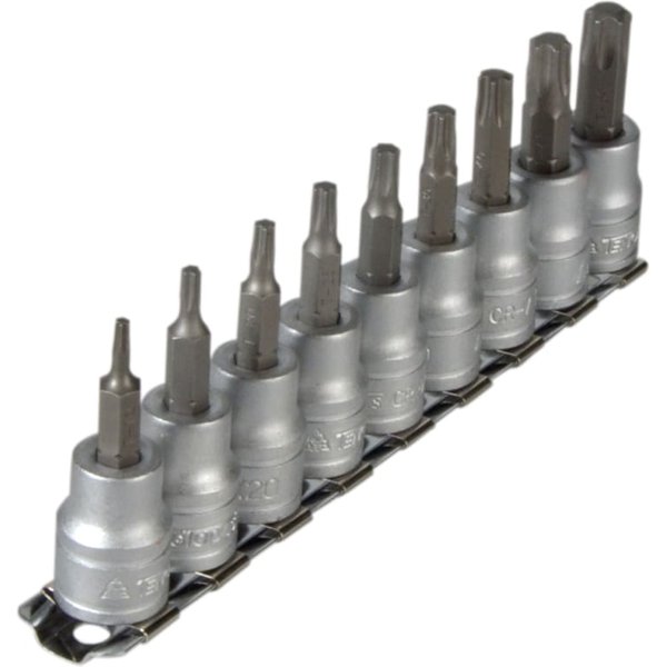 Teng M3813TX Socket Clip Rail Set of 9 Internal TORX 3/8in Drive M3813TX