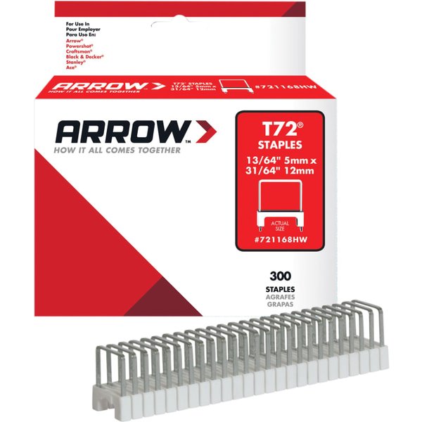 Arrow T72HW Clear Insulated Staples for Hardwood 5 x 12mm (Box 300) A721168HW