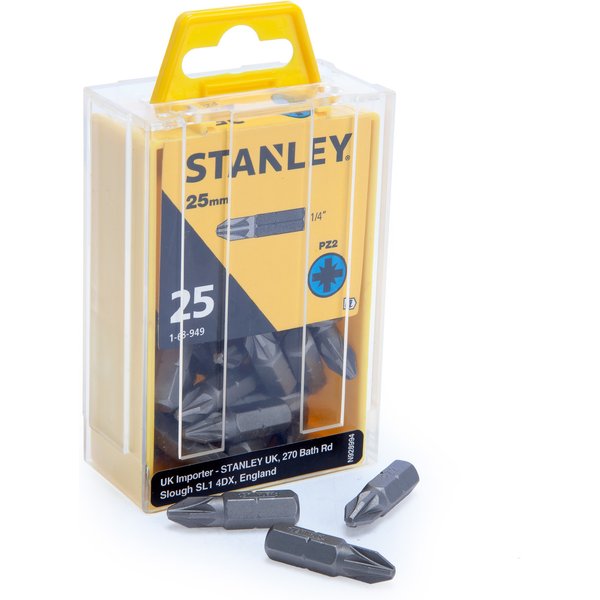 Stanley 1-68-949 Pozidriv Power Bits PZ2 × 25mm (Box of 25) 1-68-949