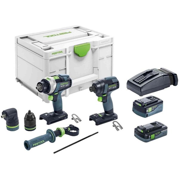 Festool TID 18 5,0/4,0-Set TPC 18/4 18V Brushless Percussion Drill & Impact Driver With 1 x 5.0Ah/4.0Ah Battery, Charger 577655