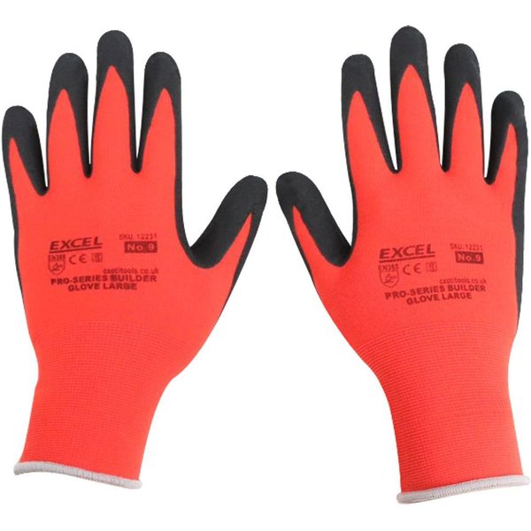 Excel Pro-Series Builder Gloves Red & Black Size L