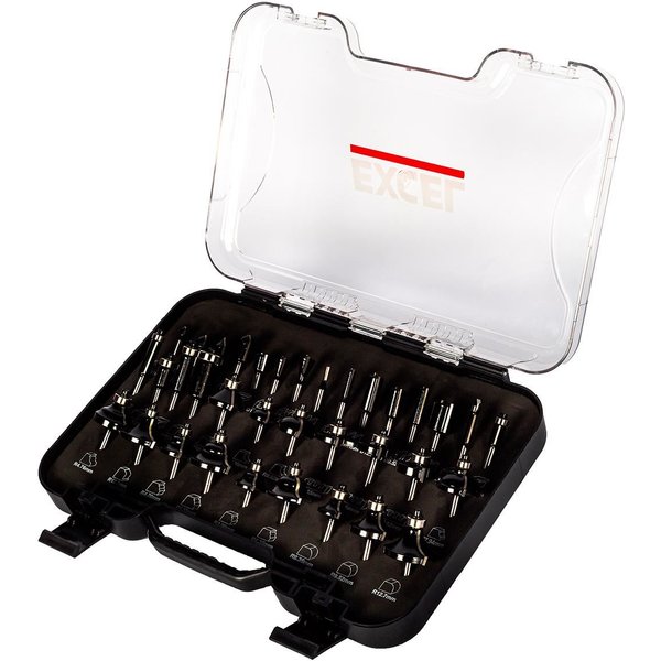 Excel 1/4in Shank TCT Router Cutter Bit 12 Piece Set 1/4in