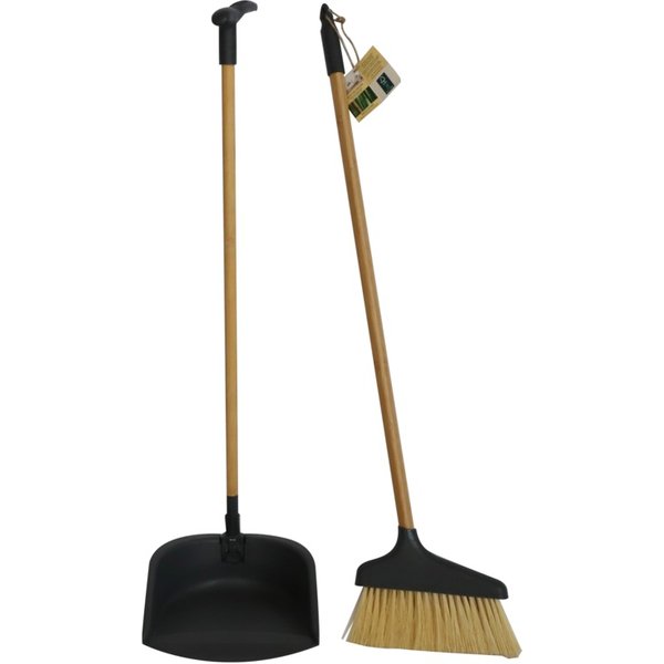 Groundsman Bamboo Long Handle Dustpan & Brush GME5