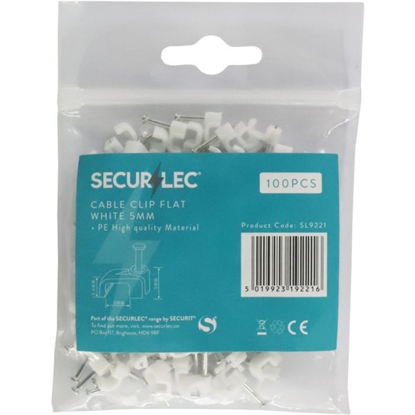 Securlec Cable Clip Flat White SL9221