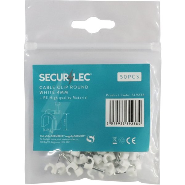 Securlec Cable Clip Round White SL9238