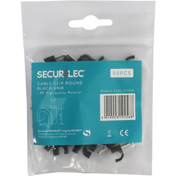 Securlec Cable Clip Round Black SL9256