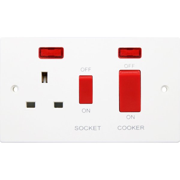 Securlec Square Cooker Switch & Socket Double Pole SL9488