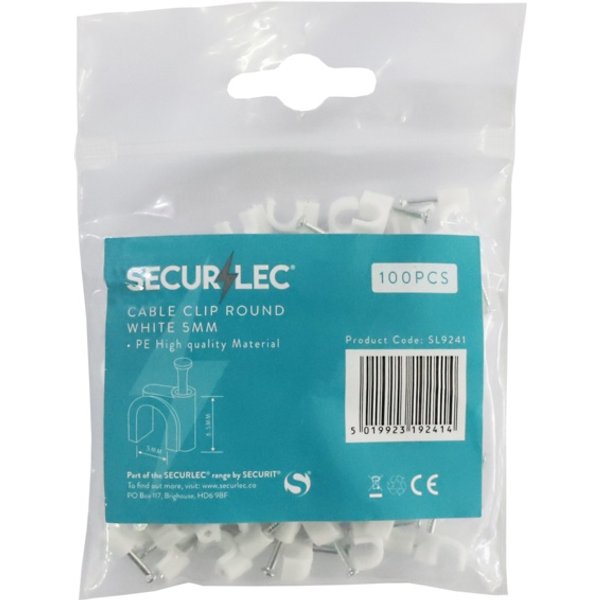 Securlec Round Cable Clips Pack of 100 SL9241