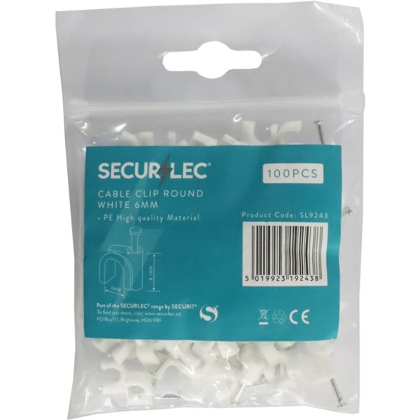 Securlec Cable Clips Round White SL9243