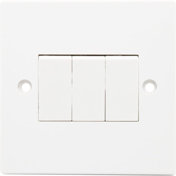Securlec Square 3 Gang 2 Way Light Switch SL9476