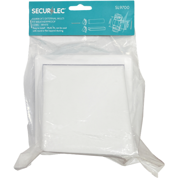 Securlec External Multi Fit Weatherproof Cowl White 100mm SL9700