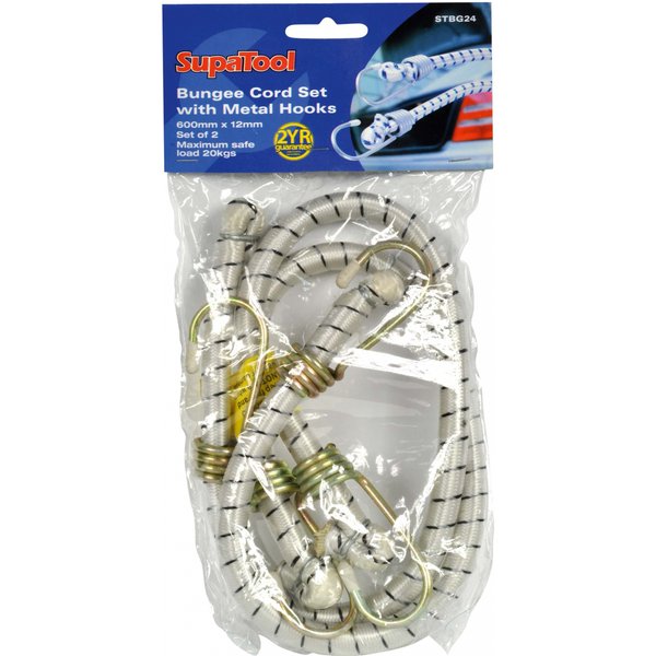 SupaTool Bungee Cord Set with Metal Hooks STBG24B