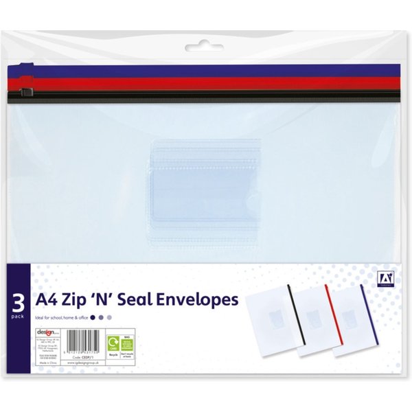 Ig Design A4 Zip & Seal Plastic Envelopes CEDP/1