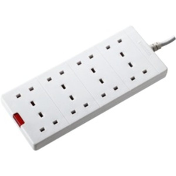 Masterplug 8 Gang 2m White Extension Lead BEN210-MP