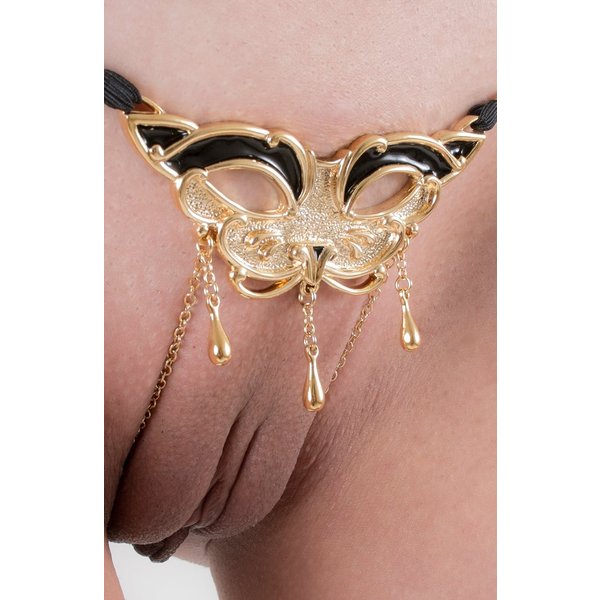 Venetian Cat Mask G-String in 24 Carat Gold