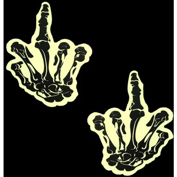 Fuck You Glow in the Dark Skeleton Hand Nipple Cover Pasties